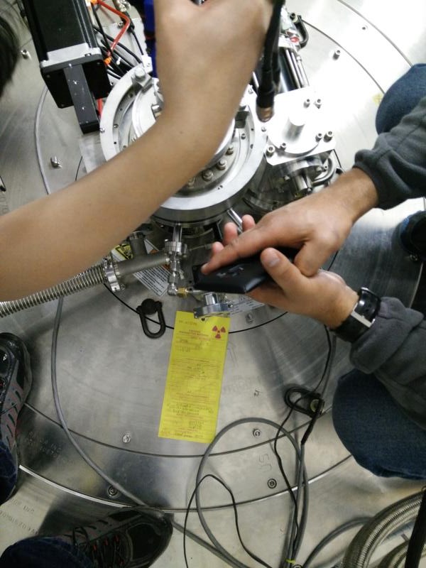 Neutron beam will go through the sample under the floor